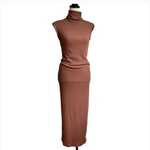 Nicole Richie’s House Of Harlow 1960 Brown Ribbed Knit Maxi Dress Size Medium